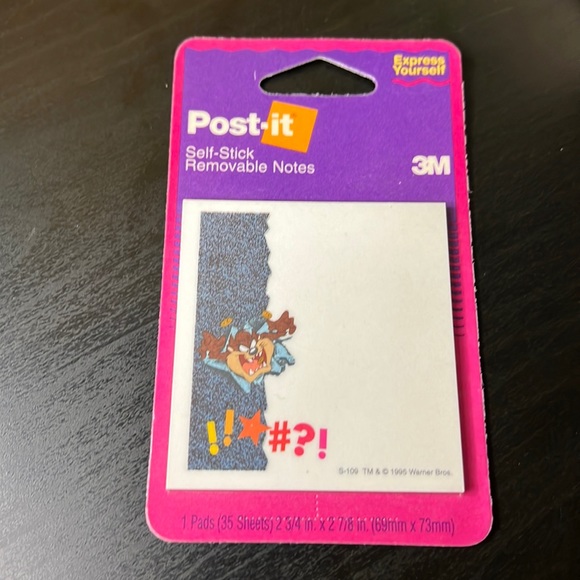 Vintage 1994 Deadstock Loony Toons Taz Tasmanian Devil 3M Post-it Notes - Picture 1 of 3